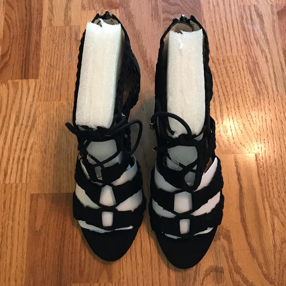 NIB INC Black Wedge Witley Open Toe Sandals 7.5M - Picture 5 of 16